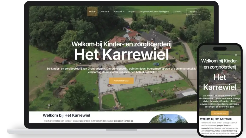 Website van Het Karrewiel op laptop en smartphone