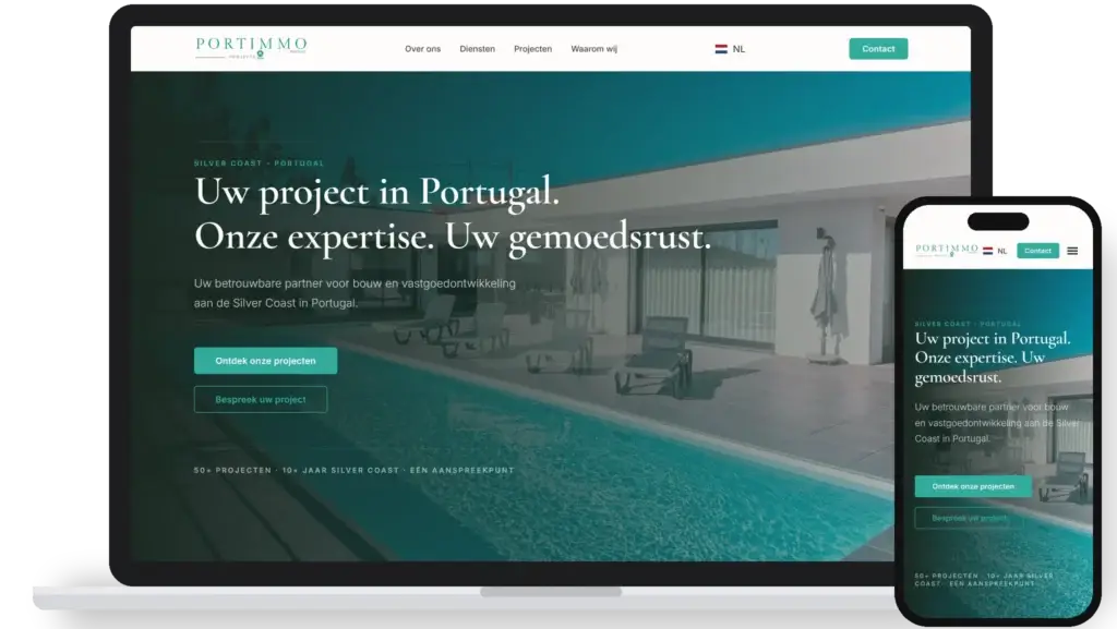 Website van Portimmo Projects op laptop en smartphone